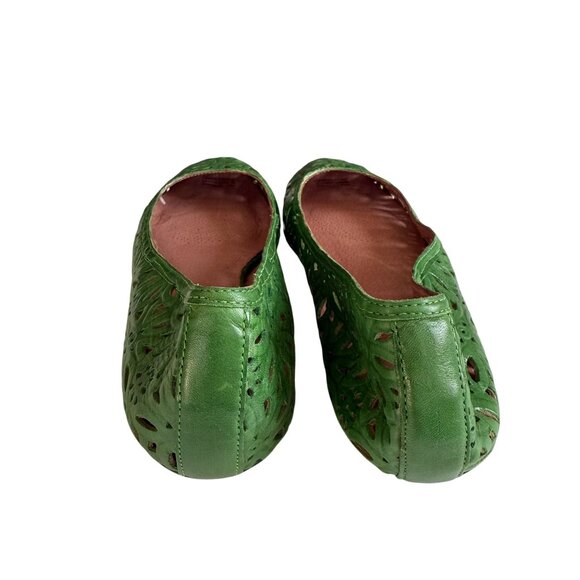 Corso Como Leather Floral Cutout Ballet Flat Women 8.5 Green Modern Classic - Picture 3 of 8